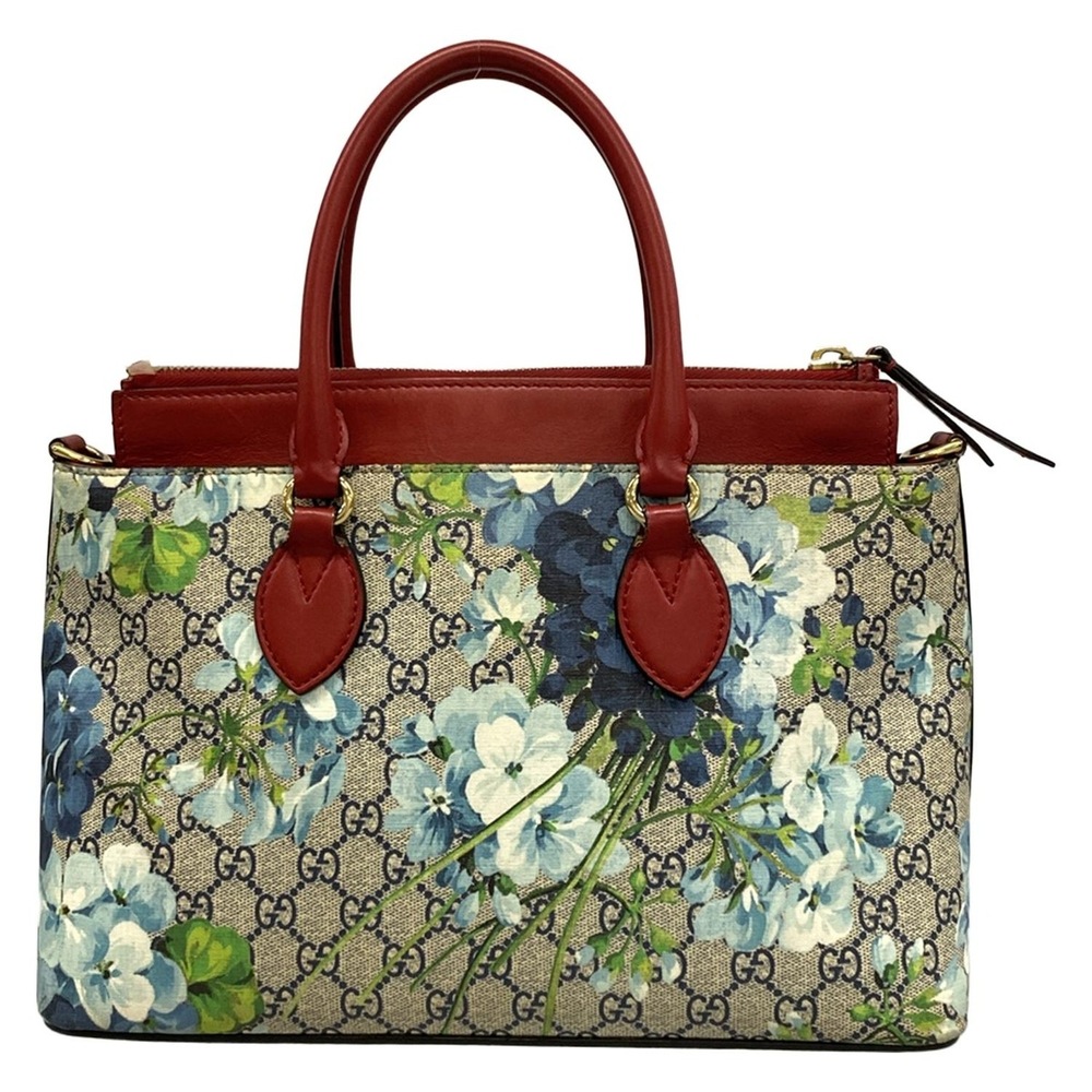 Gucci GG Blooms Handbag 409534 Beige Red Multi PVC Leather - Picture 3 of 15